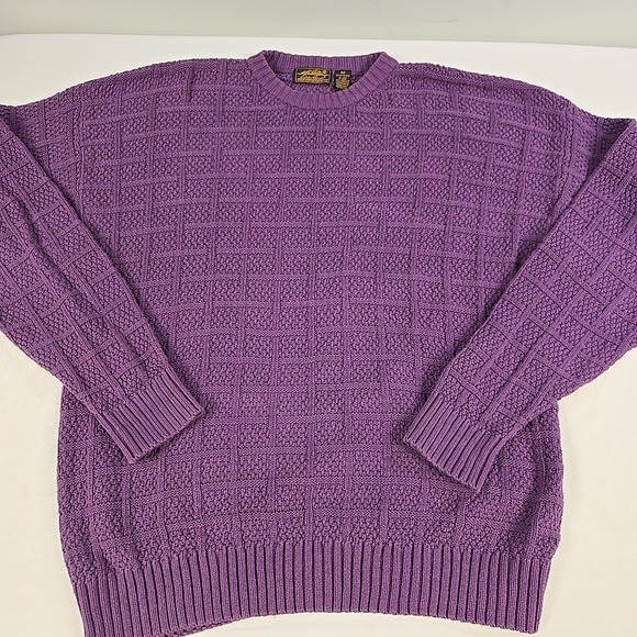 Vintage 90s Eddie Bauer Cable Knit Sweater Mens XL Tall Fisherman Crewneck - Picture 10 of 11